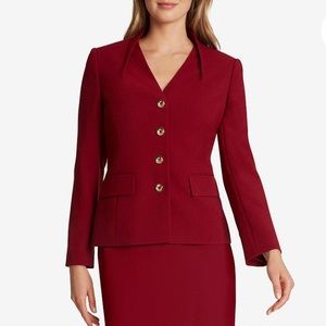 Tahari ASL Pintuck-Neckline Skirt Suit